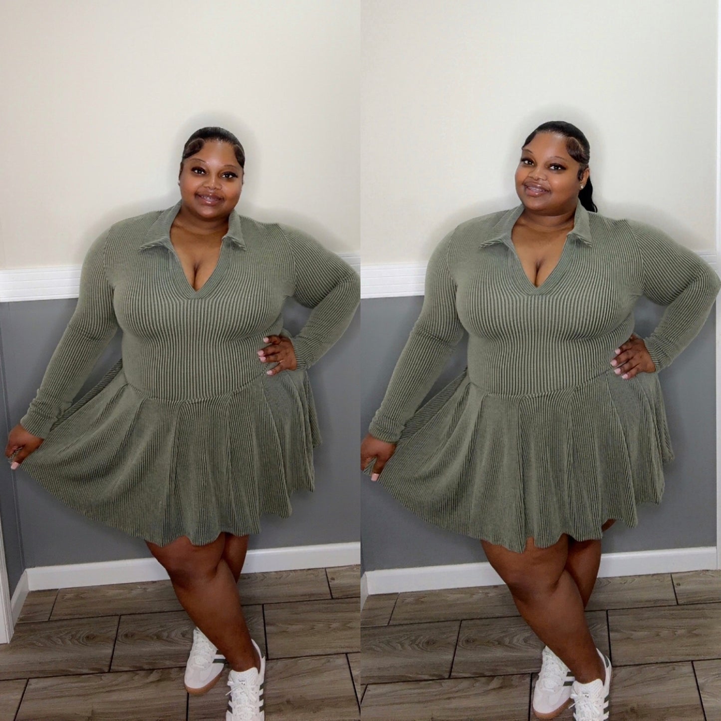 “LANA” skater dress(olive)