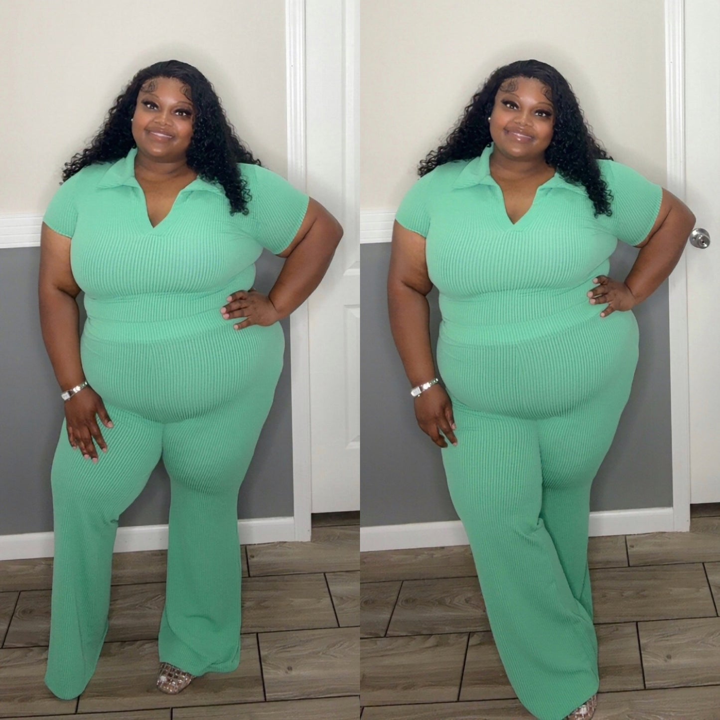 “PARADISE” pant set(mint)