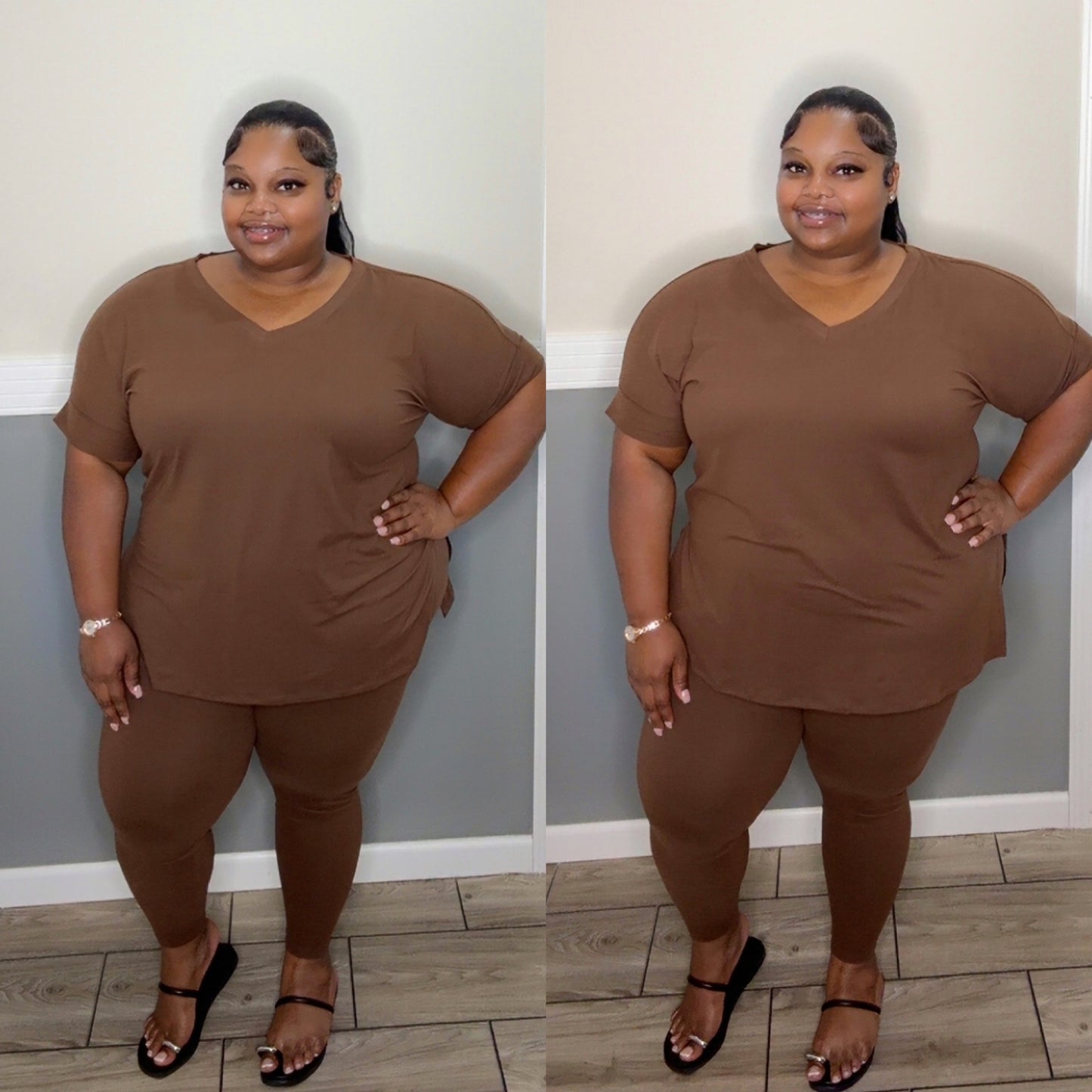 “GET UP AND GO” legging set(brown)