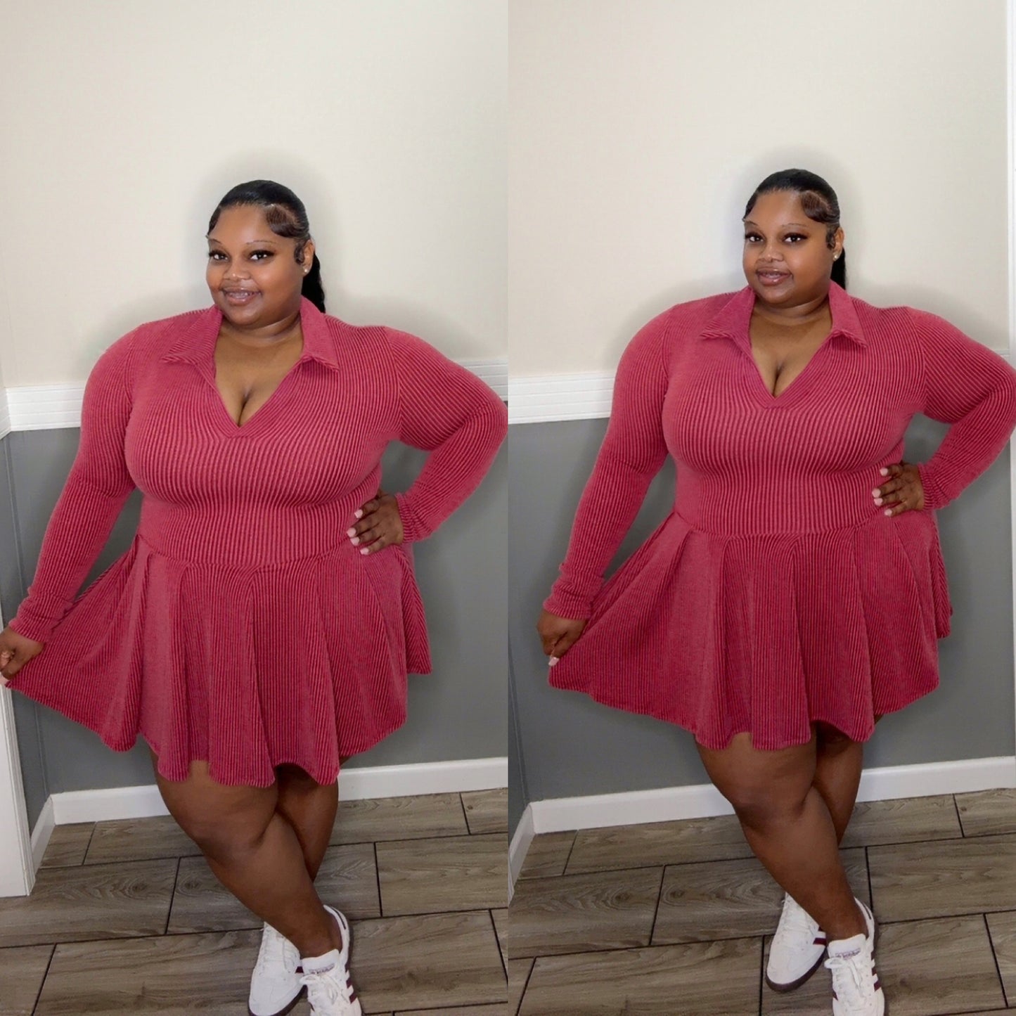 “LANA” skater dress(burgundy)