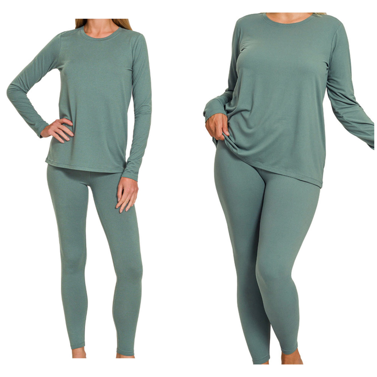 “GET UP AND GO” legging set(ash jade)