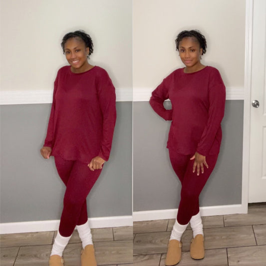 “ARI” long sleeve legging set(burgundy)