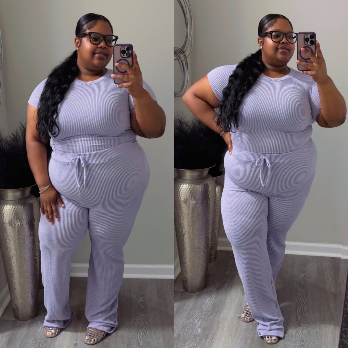“MEELA” pants set(lilac)