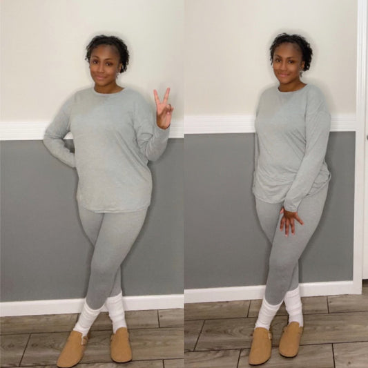 “ARI” long sleeve legging set(heather grey)