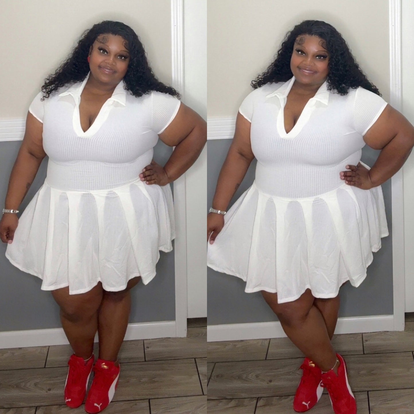 “LANA” skater dress(white)