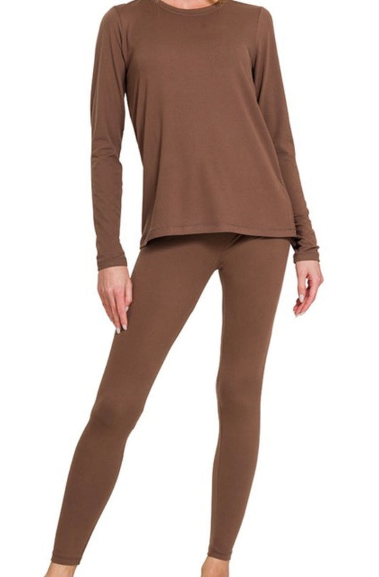 “GET UP AND GO” legging set(brown)