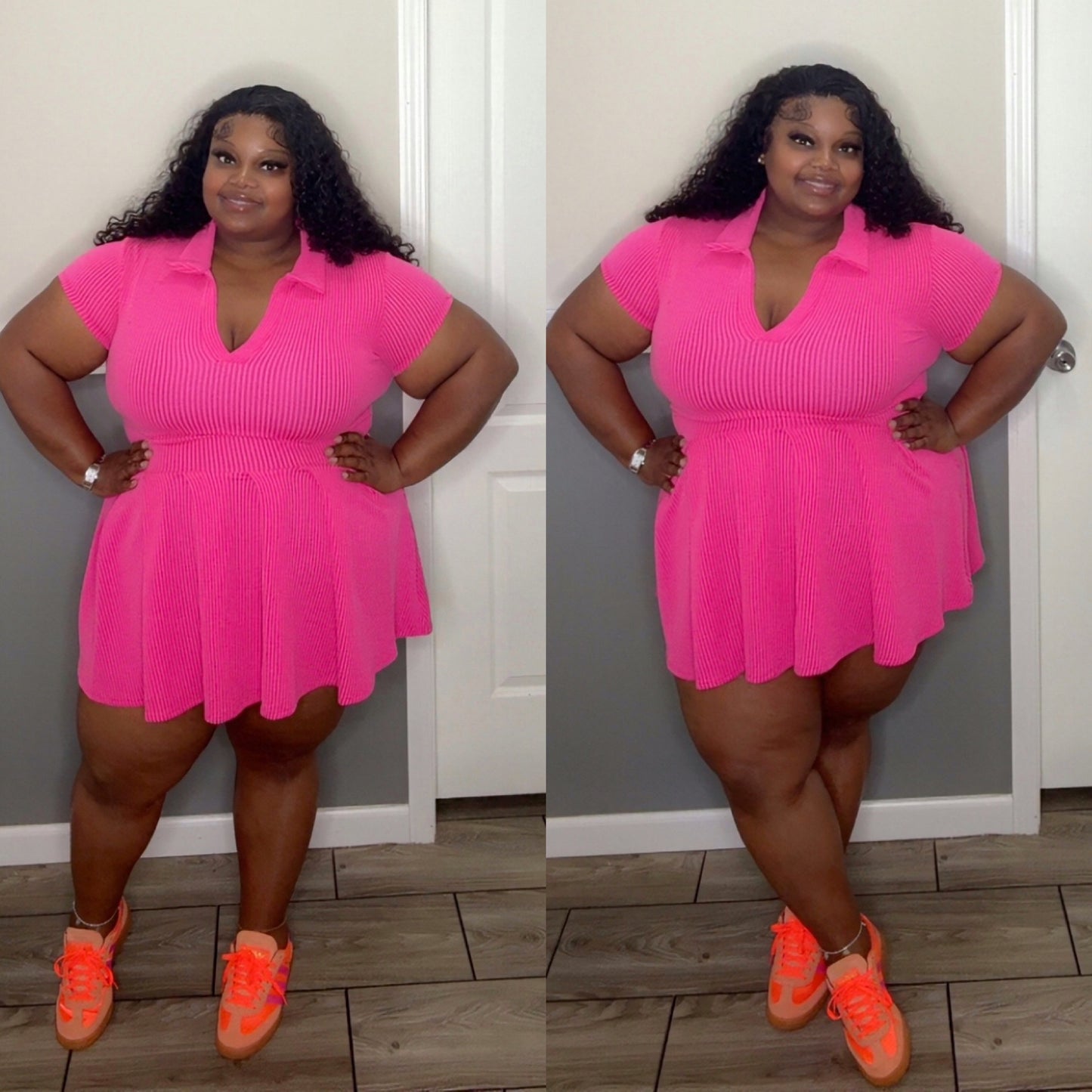 “LANA” skater dress(hot pink)