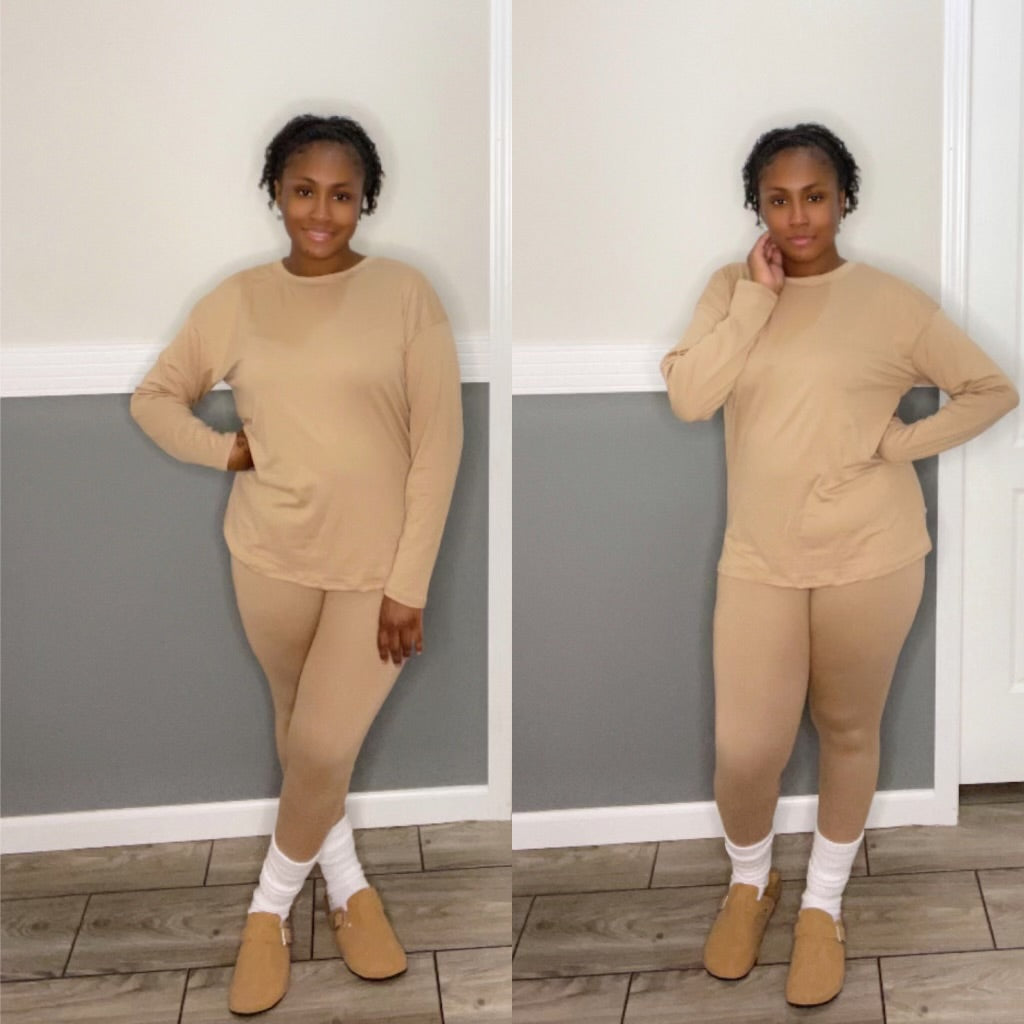 “ARI” long sleeve legging set(tan)