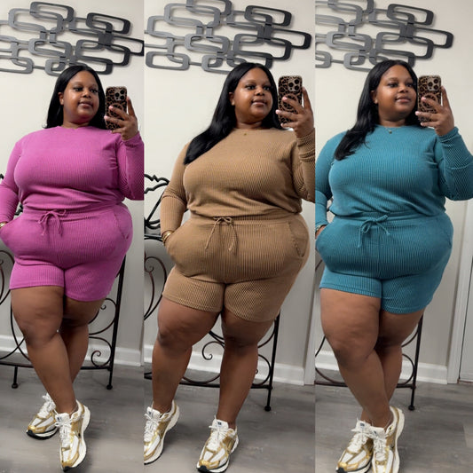 “SIMPLY CHIC” ribbed short set