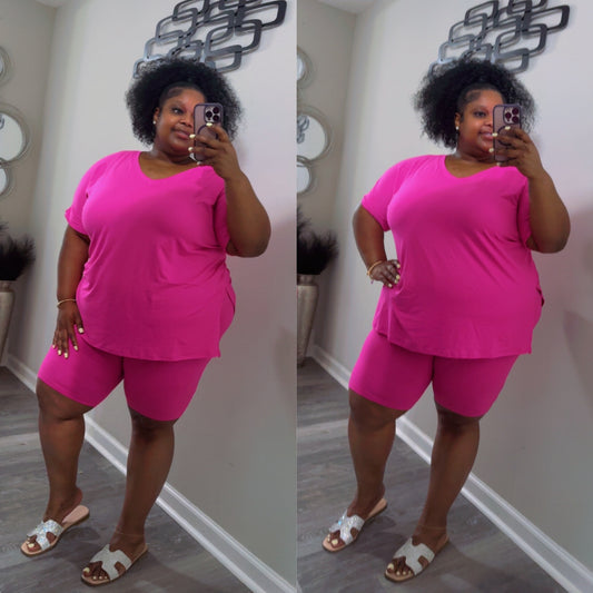 “GET UP AND GO” biker set(hot pink)