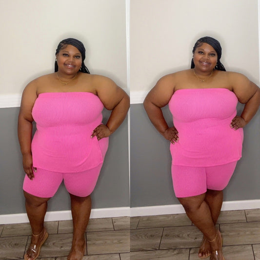 “SPRING FLING”short set(hot pink)
