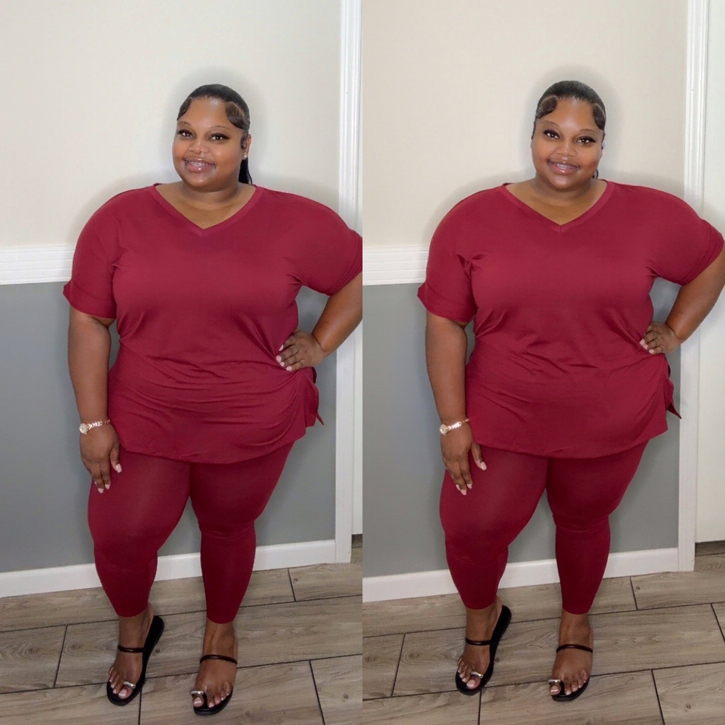 “GET UP AND GO” legging set(wine)