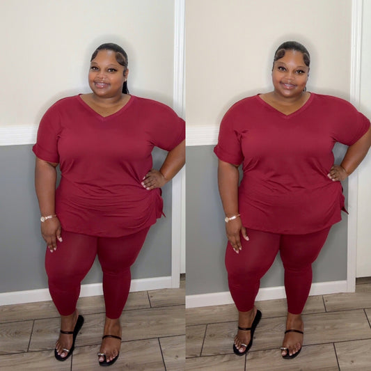 “GET UP AND GO” legging set(wine)