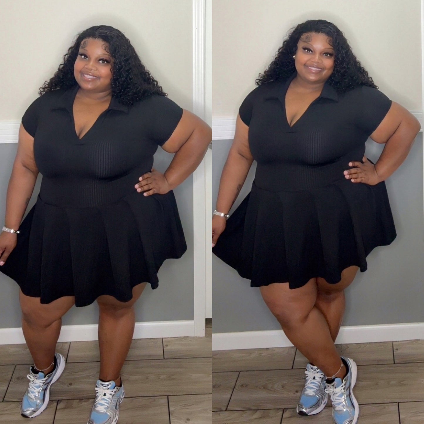 “LANA” skater dress(black)
