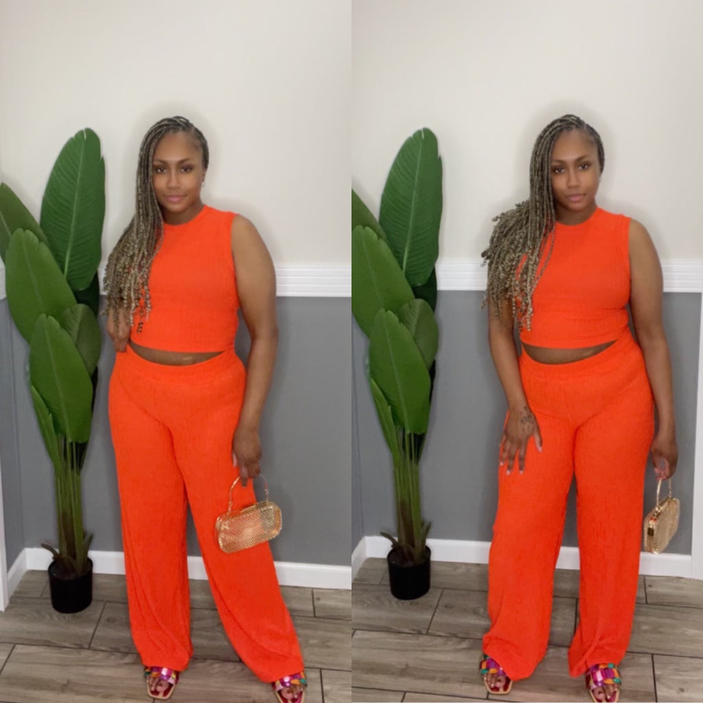 “KAMILA” pant set(bright orange)