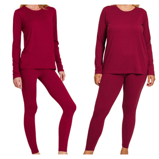 “GET UP AND GO” legging set(wine)